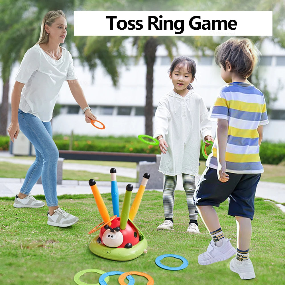3 in 1 Musical Jump & Sports Toss Ring Game Toy with Rocket Launcher