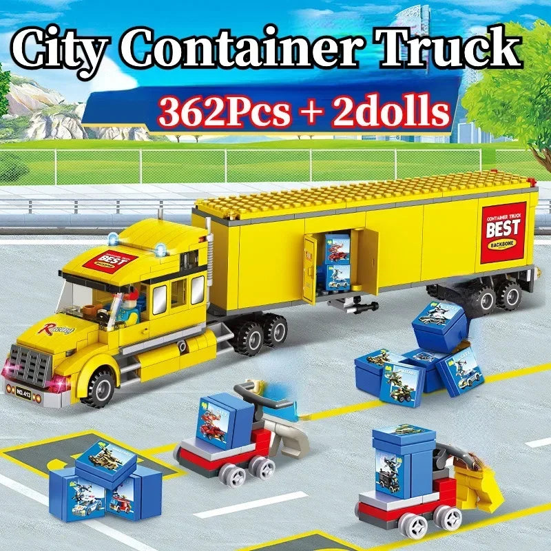 Transporter Truck & Bus Station Building Blocks Set