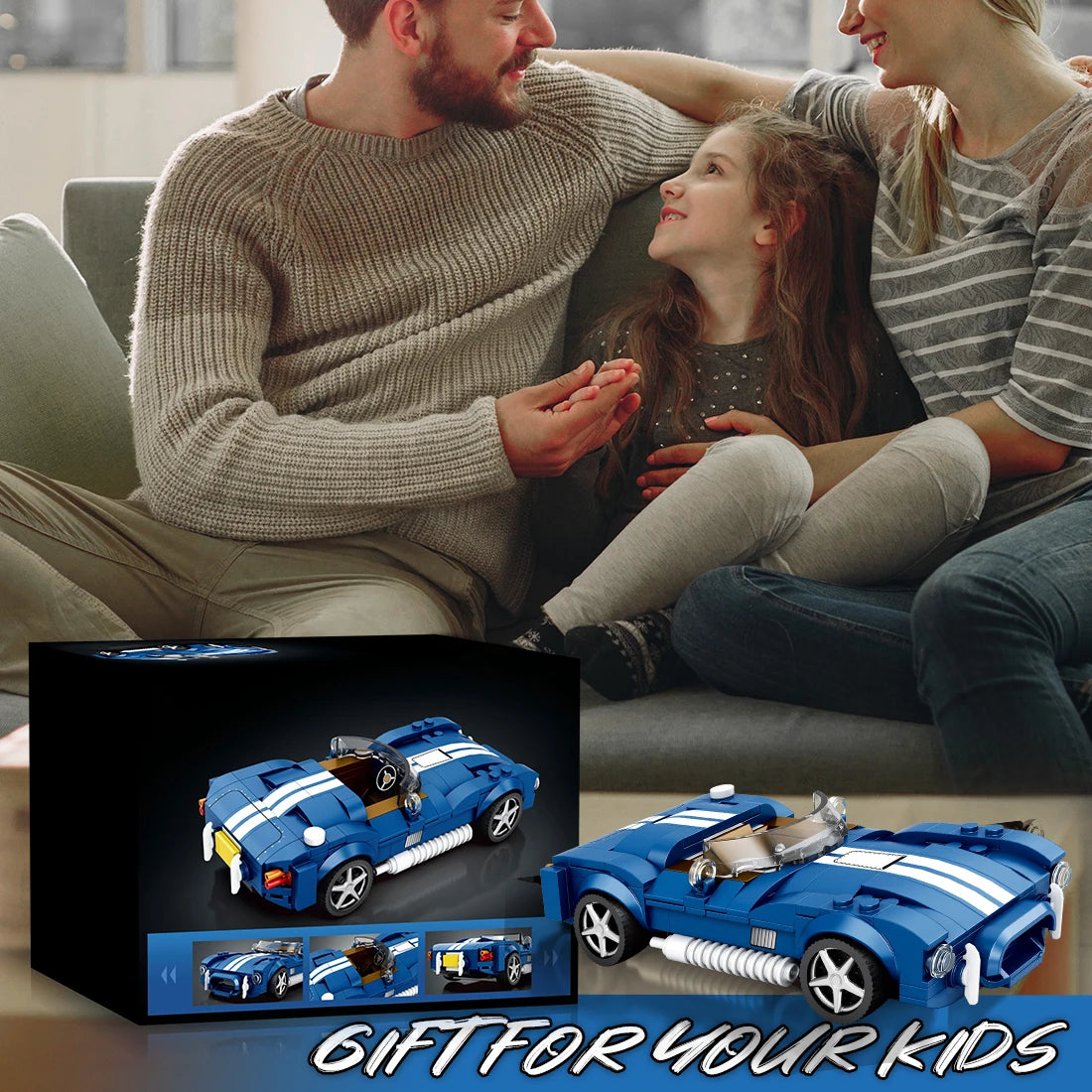 Blue Sport Car Building Block Set