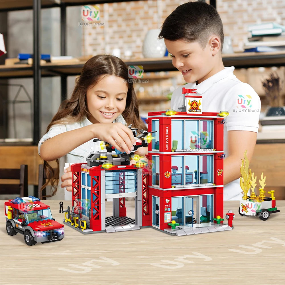 City Fire Station Building Blocks Set