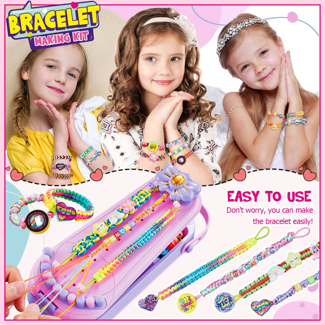 DIY Bracelet Making Kit for Girls - Children's Art And Craft Jewelry Rope Weaving Set Toy Suitable for Ages 6-12 Gift Main Image