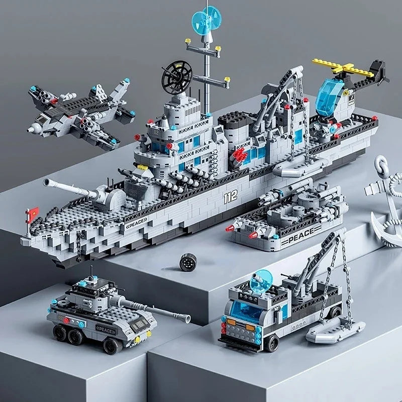 6-in-1 Military Navy Ship Building Blocks Set
