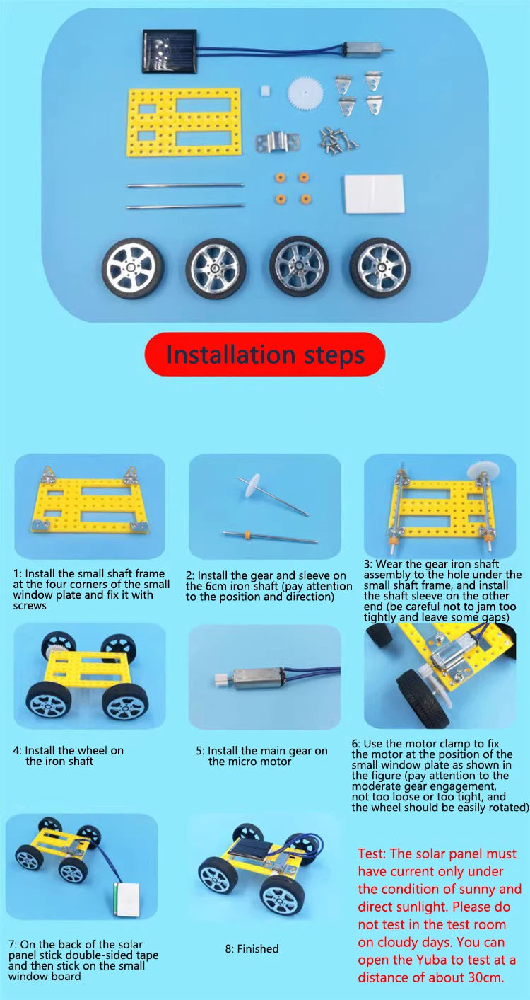 Mini Solar-Powered DIY Car Kit for Kids