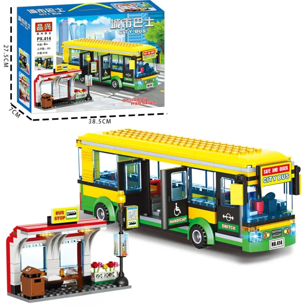 Transporter Truck & Bus Station Building Blocks Set