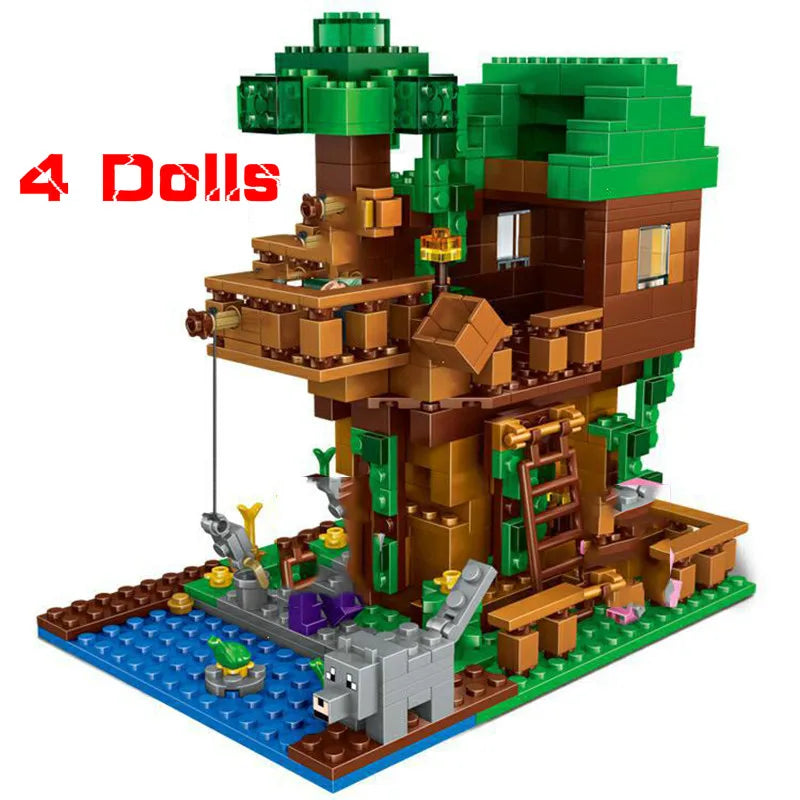Small Village Jungle Treehouse & Cave Building Blocks Set