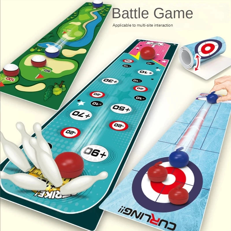 Interactive Bowling & Curling Mat Game – Fun Football-Inspired Family Toy