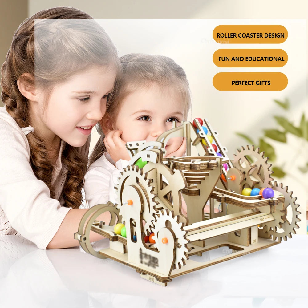 3D Wooden Marble Run Puzzle Set