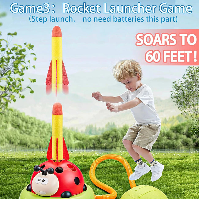 3 in 1 Musical Jump & Sports Toss Ring Game Toy with Rocket Launcher Main Image