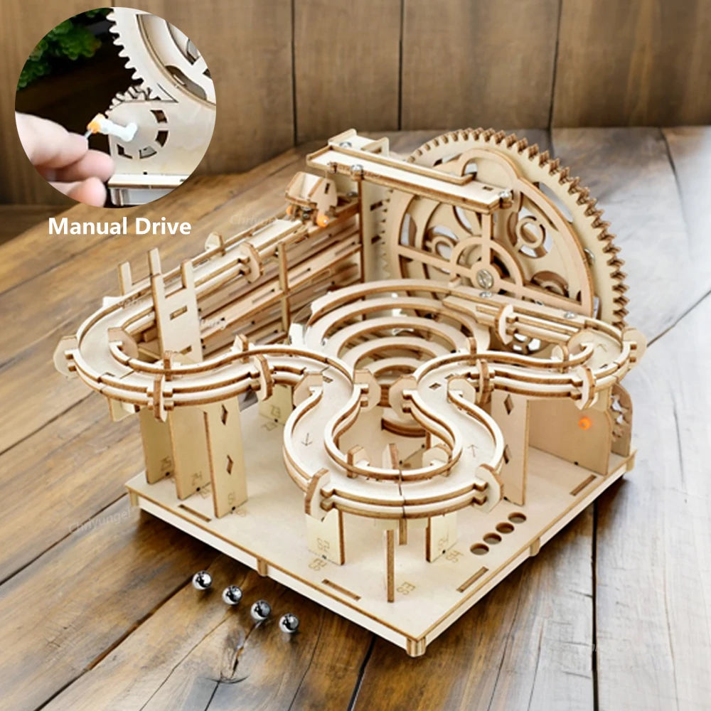 3D Wooden Puzzle Marble Run Set