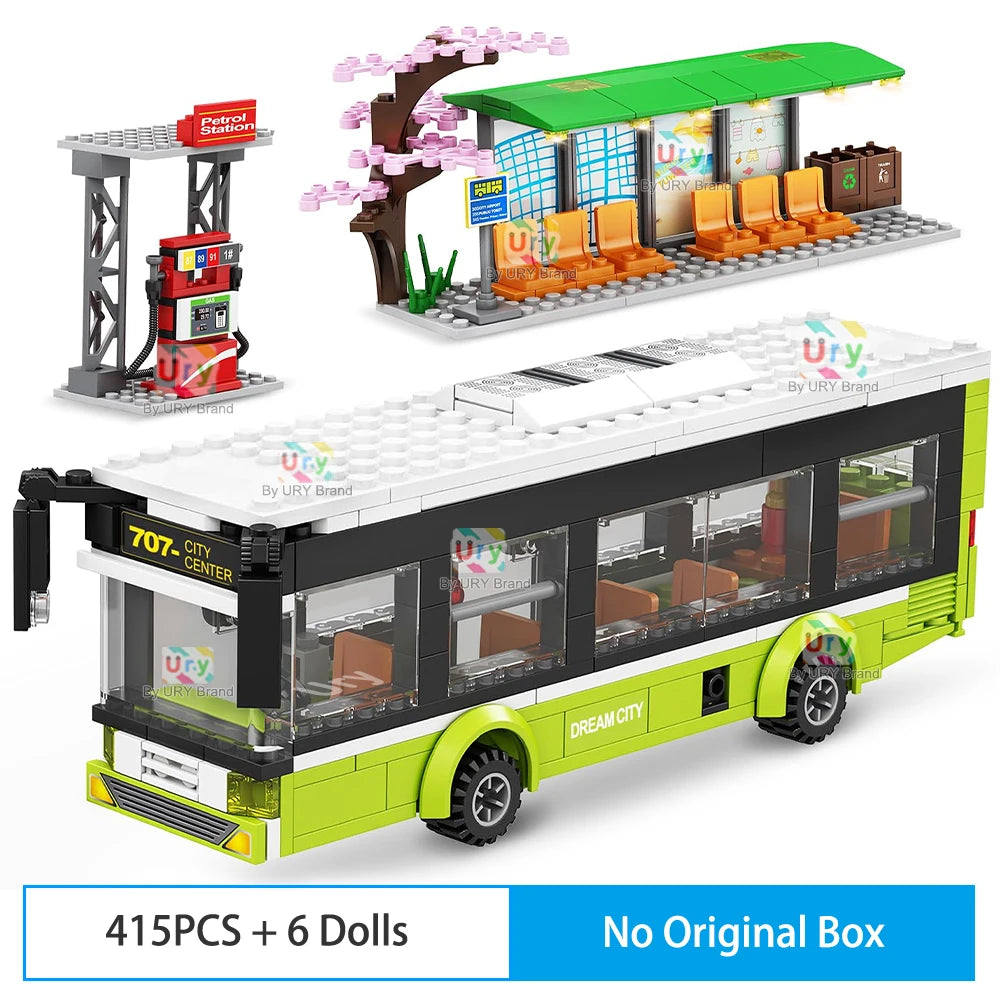 Passenger Bus Station Building Blocks Set