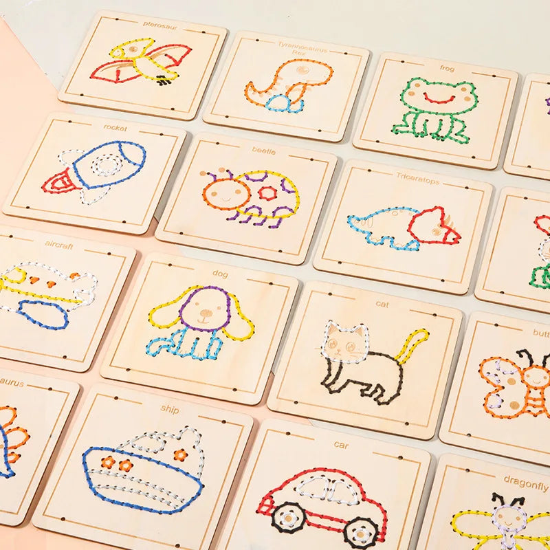 Kids Embroidery Puzzle – Wooden Lacing & Threading Activity Toy