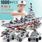 Navy War Chariot Ship Army Boat & Plane Model Building Blocks Set