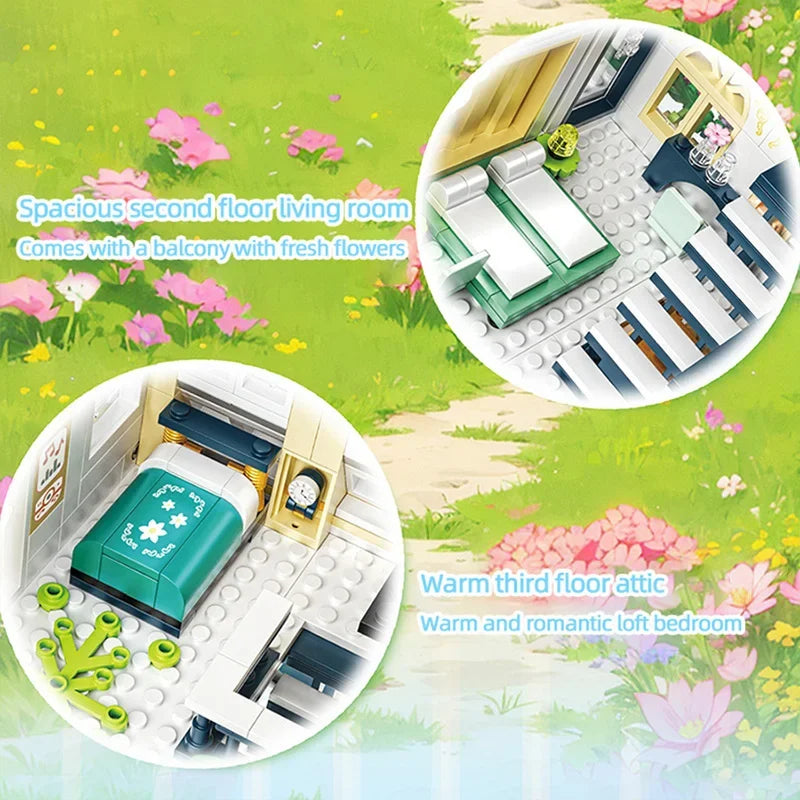 City Flower House Building Blocks Set
