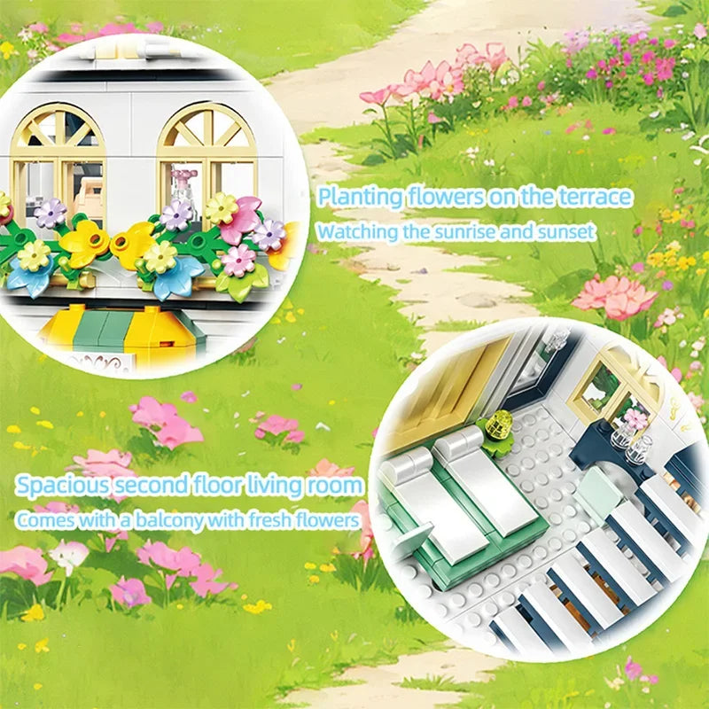 City Flower House Building Blocks Set