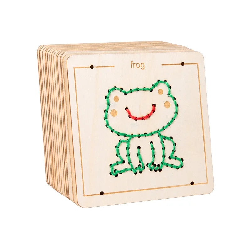 Kids Embroidery Puzzle – Wooden Lacing & Threading Activity Toy