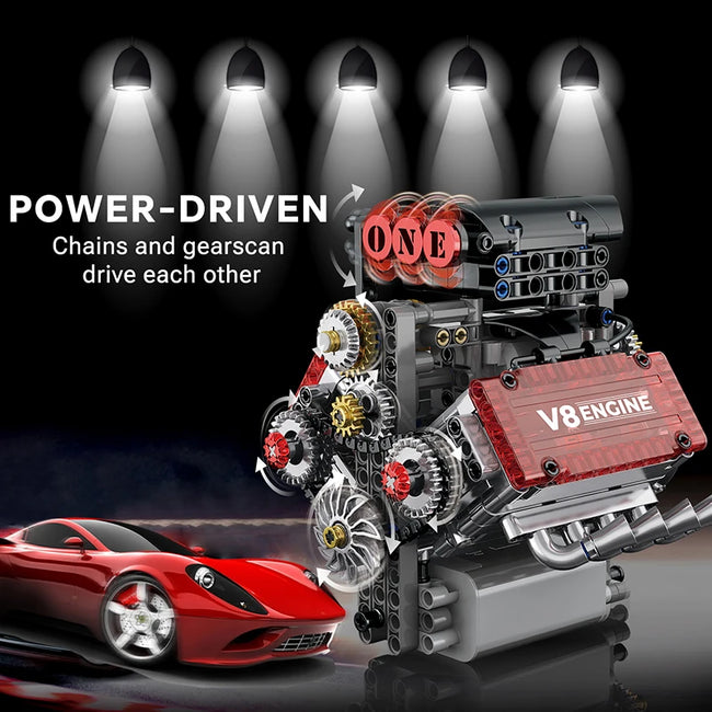 Brick V8 Engine Motorized Simulation Model Main Image