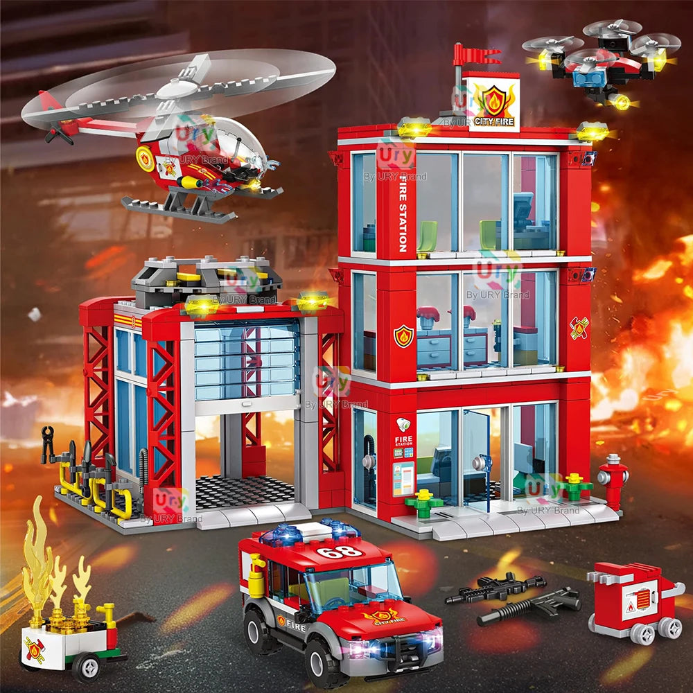 City Fire Station Building Blocks Set