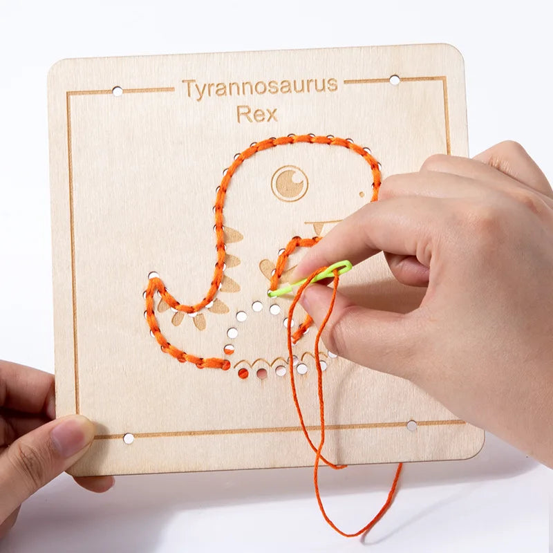 Kids Embroidery Puzzle – Wooden Lacing & Threading Activity Toy