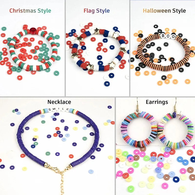 24 Rainbow Color Flat Chip Beads (6mm)