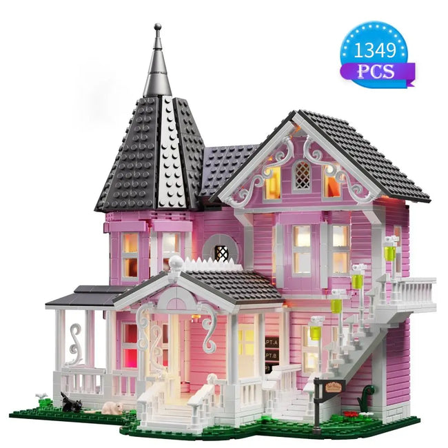 Coraline-Inspired Pink Palace Building Block Set Hover Image