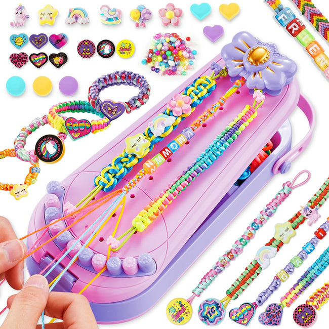 DIY Bracelet Making Kit for Girls - Children's Art And Craft Jewelry Rope Weaving Set Toy Suitable for Ages 6-12 Gift Hover Image