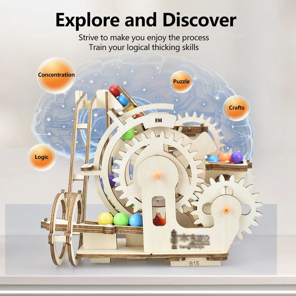 3D Wooden Marble Run Puzzle Set