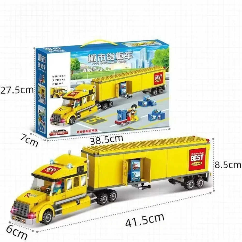 Transporter Truck & Bus Station Building Blocks Set