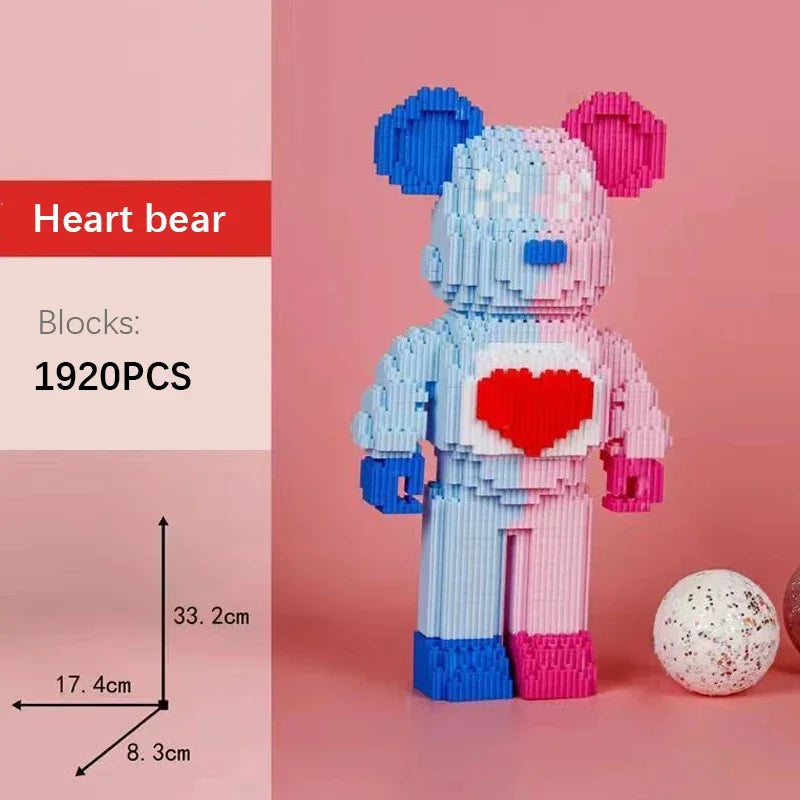 DIY Cartoon Mini Love Violent Bear Bearbrick Model