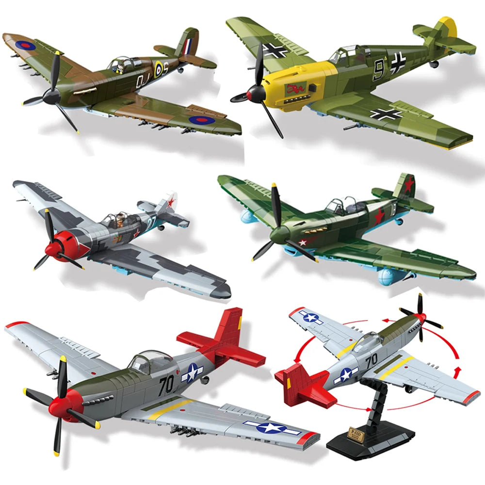 Military Army World War II & SWAT Soldiers Aircraft Fighter Building Blocks Set