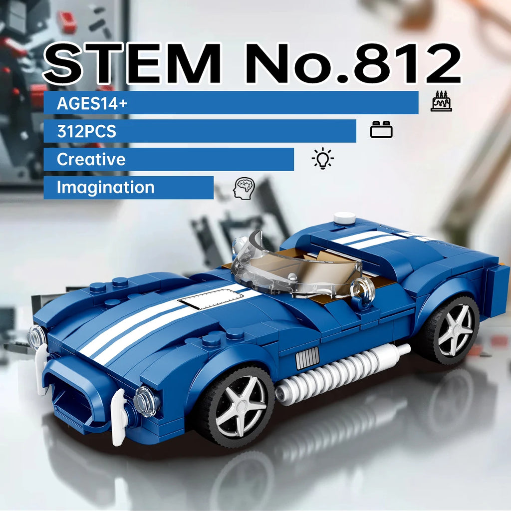 Blue Sport Car Building Block Set
