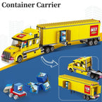 Transporter Truck & Bus Station Building Blocks Set