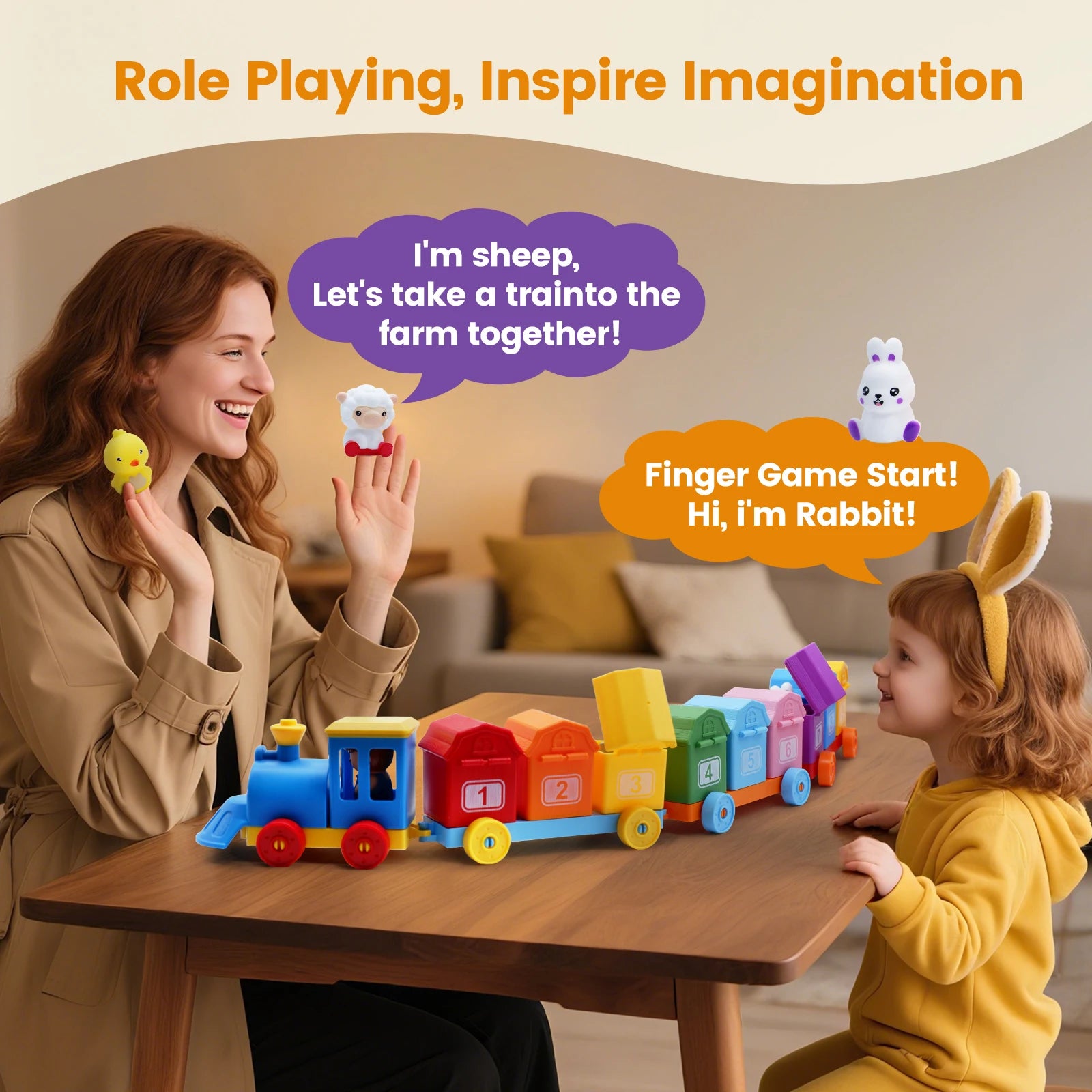 Montessori Farm Train & Surprise Party Set for Toddlers