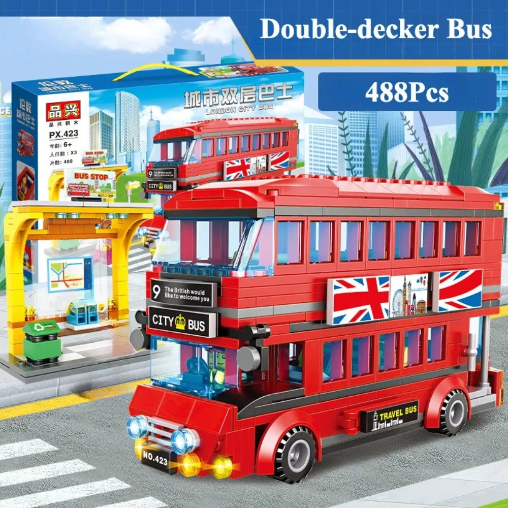 Transporter Truck & Bus Station Building Blocks Set