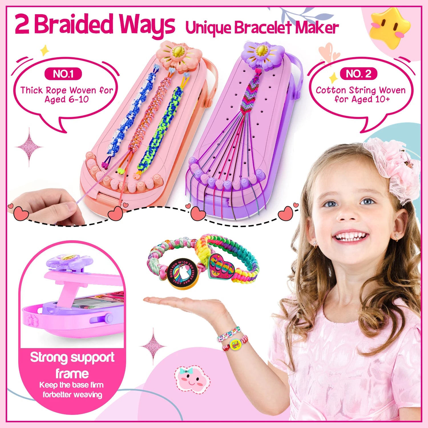 DIY Bracelet Making Kit for Girls - Children's Art And Craft Jewelry Rope Weaving Set Toy Suitable for Ages 6-12 Gift