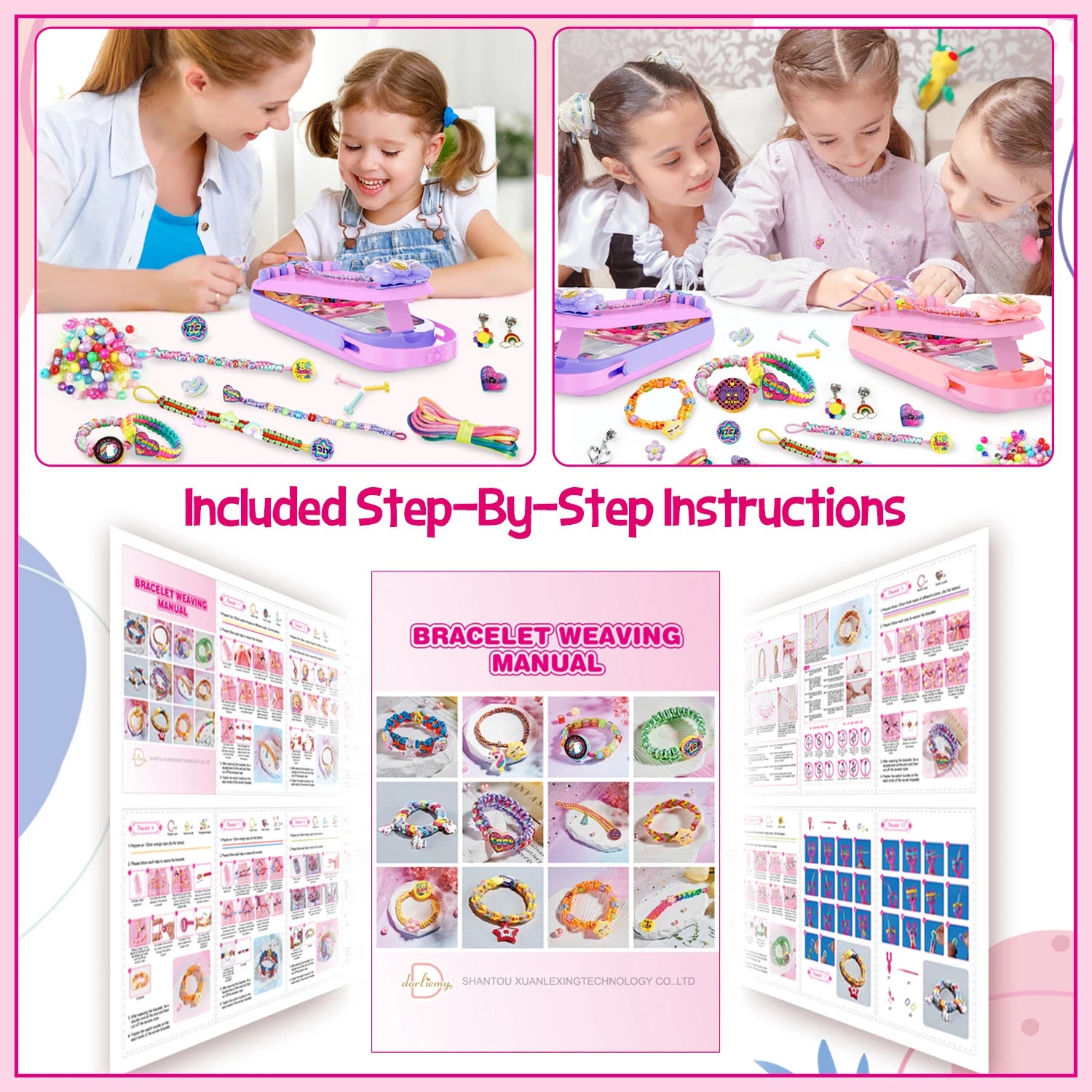 DIY Bracelet Making Kit for Girls - Children's Art And Craft Jewelry Rope Weaving Set Toy Suitable for Ages 6-12 Gift