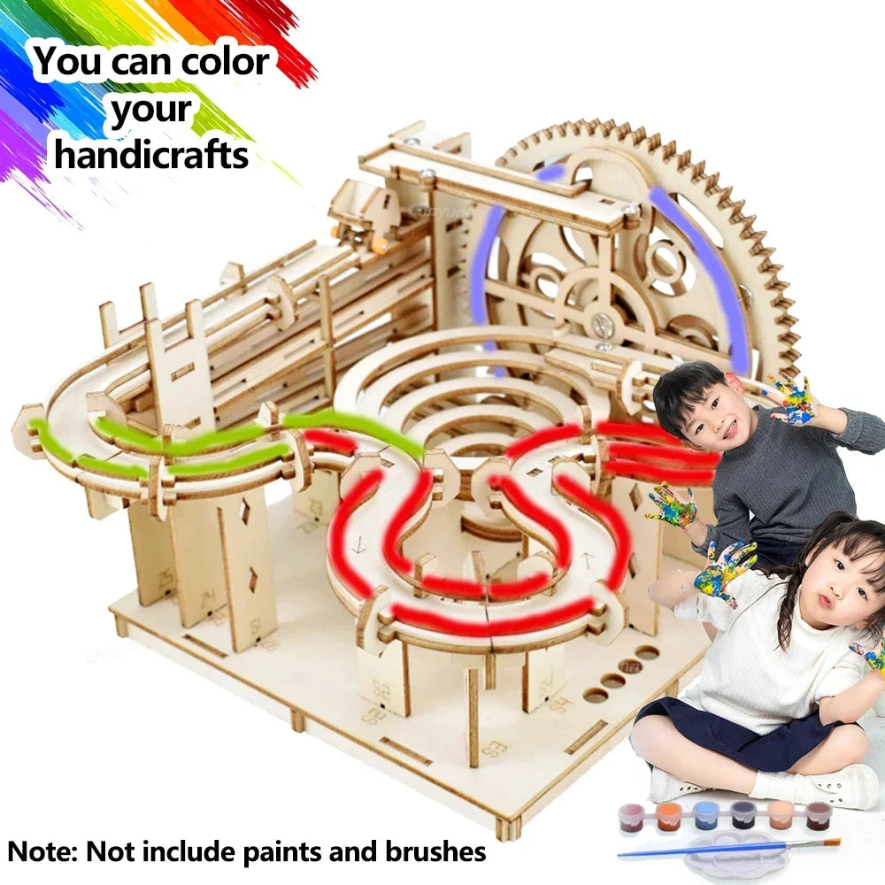 3D Wooden Mechanical Marble Run Puzzle