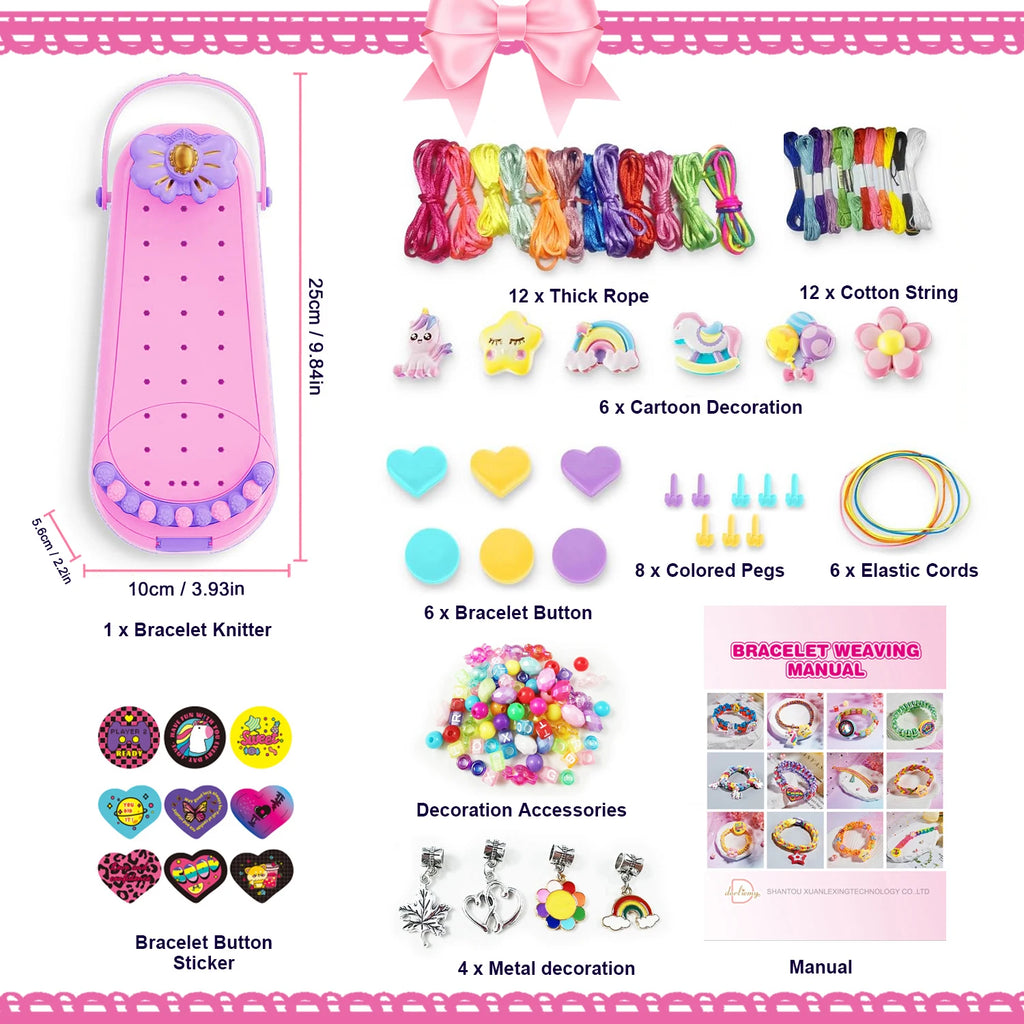 DIY Bracelet Making Kit for Girls - Children's Art And Craft Jewelry Rope Weaving Set Toy Suitable for Ages 6-12 Gift
