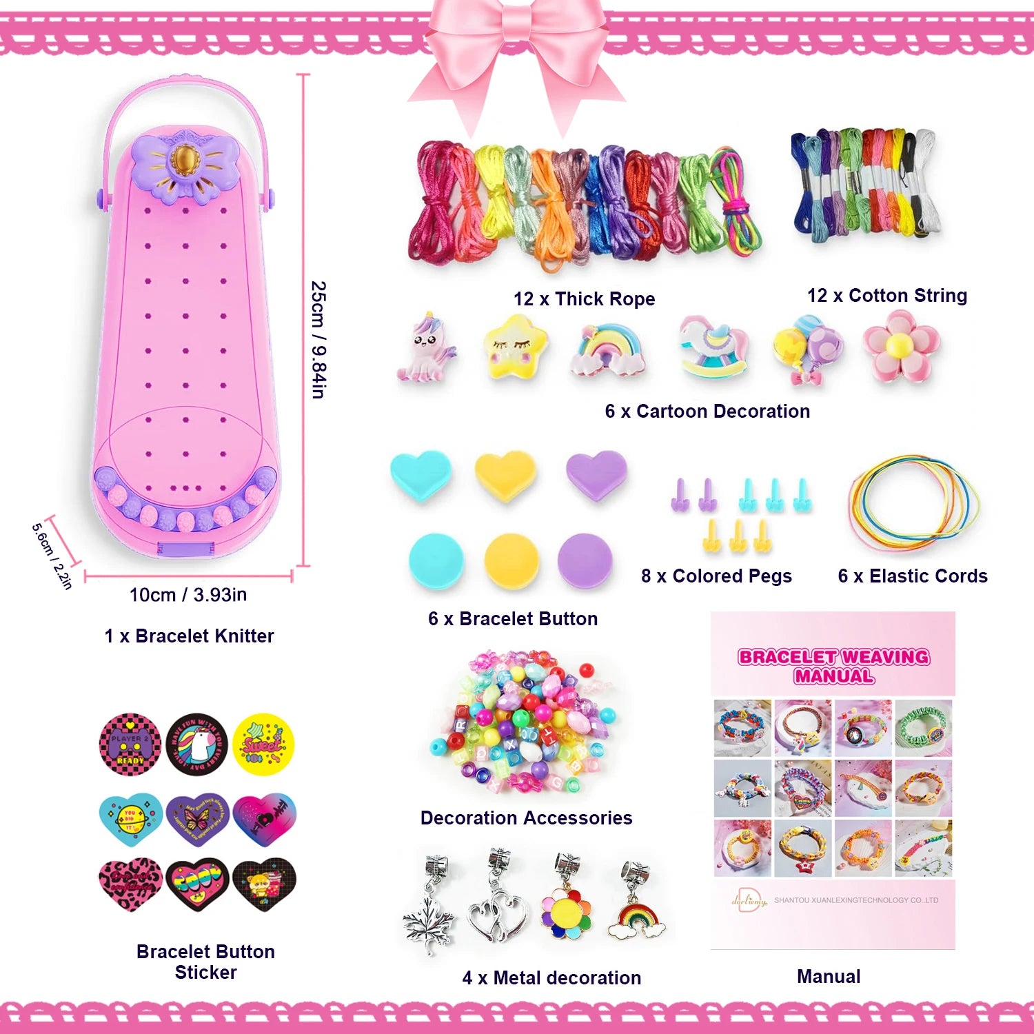 DIY Bracelet Making Kit for Girls - Children's Art And Craft Jewelry Rope Weaving Set Toy Suitable for Ages 6-12 Gift