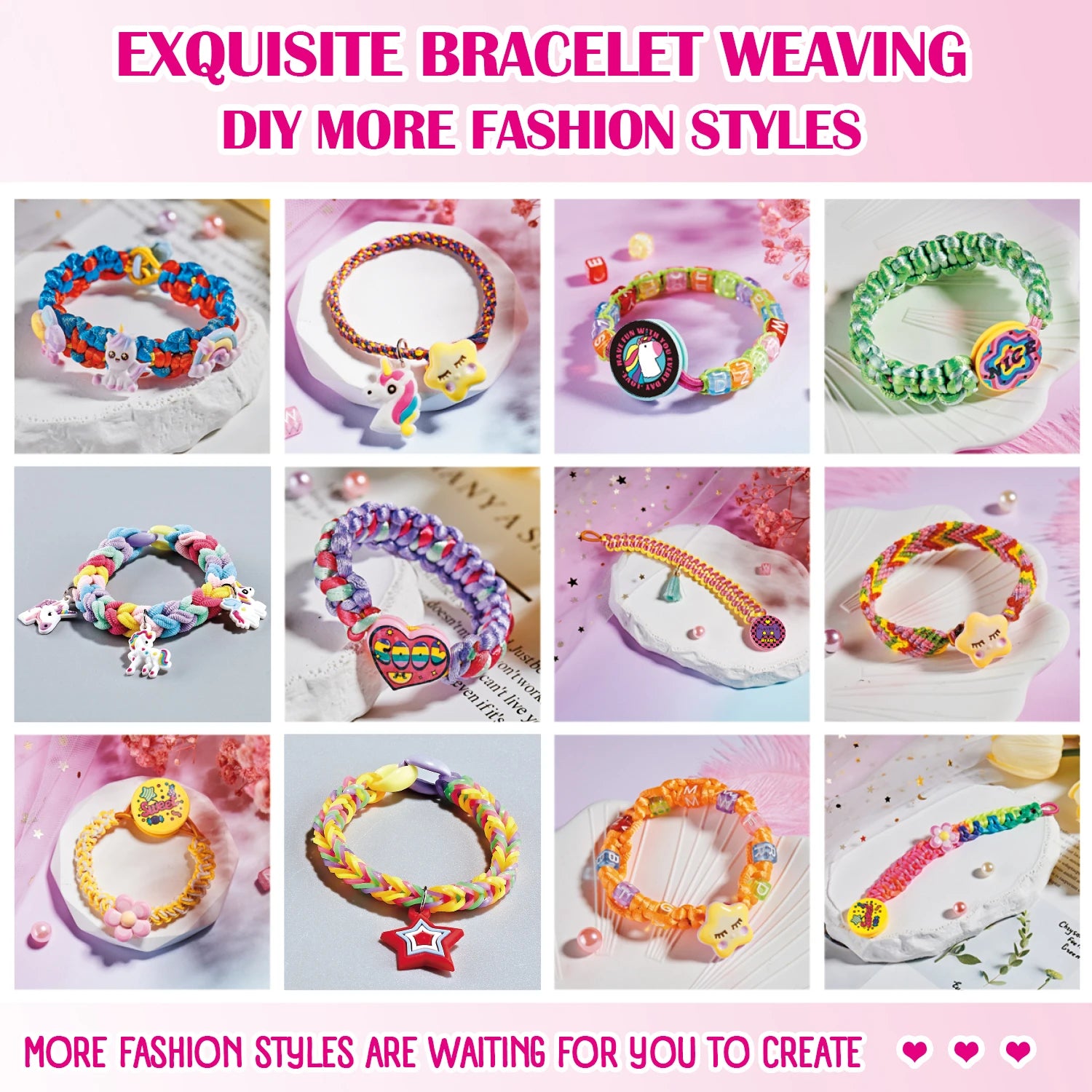 DIY Bracelet Making Kit for Girls - Children's Art And Craft Jewelry Rope Weaving Set Toy Suitable for Ages 6-12 Gift