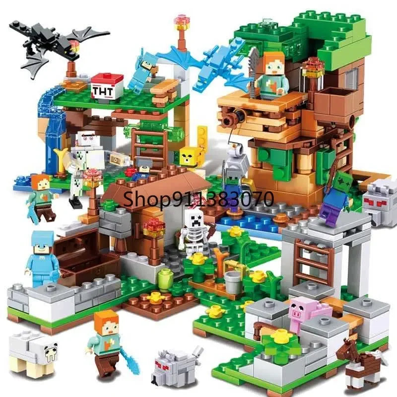 Small Village Jungle Treehouse & Cave Building Blocks Set