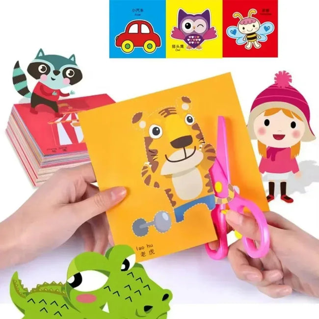 48Pcs Kids Cartoons Paper Cut Craft Kit Hover Image