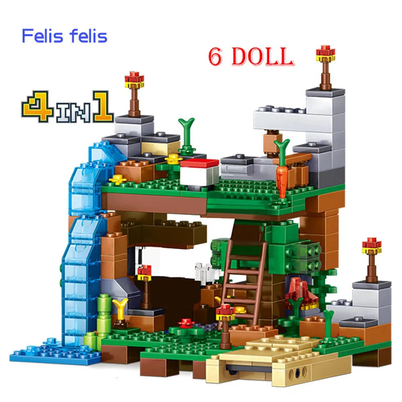 Small Village Jungle Treehouse & Cave Building Blocks Set