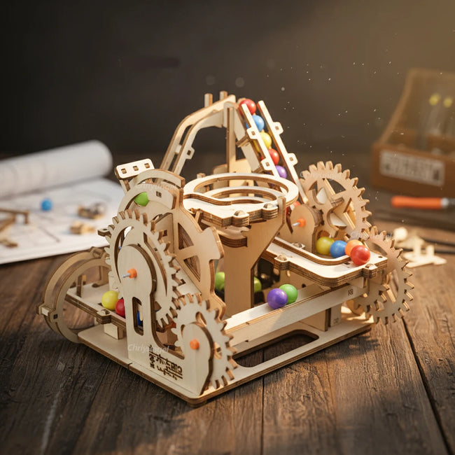 3D Wooden Marble Run Puzzle Set Main Image