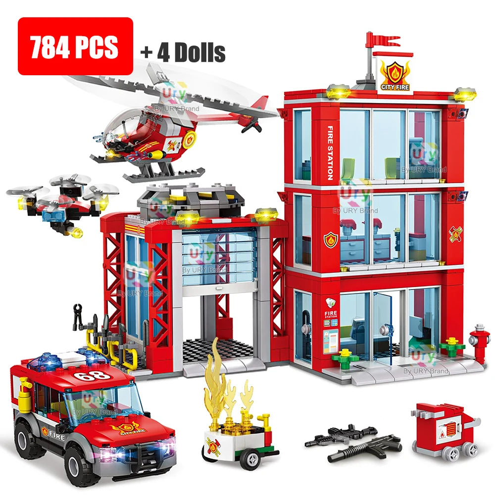 City Fire Station Building Blocks Set