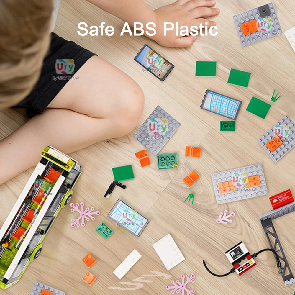 Passenger Bus Station Building Blocks Set