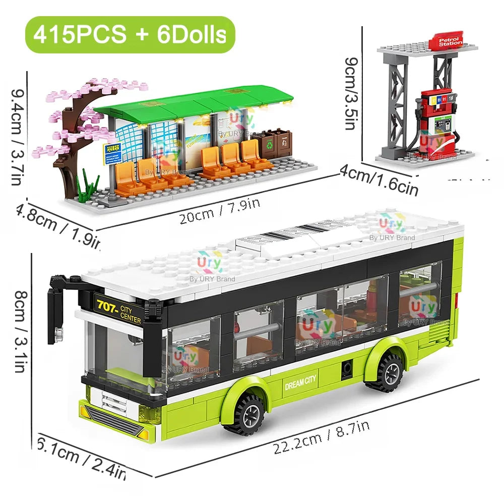Passenger Bus Station Building Blocks Set