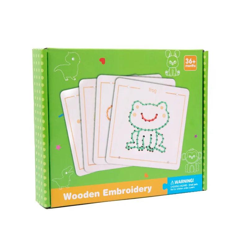 Kids Embroidery Puzzle – Wooden Lacing & Threading Activity Toy