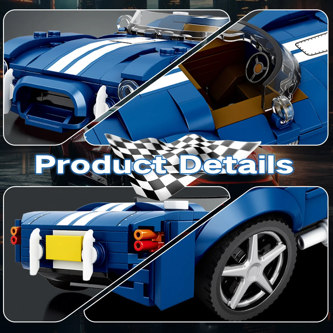 Blue Sport Car Building Block Set
