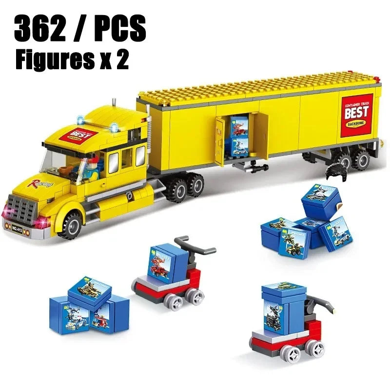 Transporter Truck & Bus Station Building Blocks Set