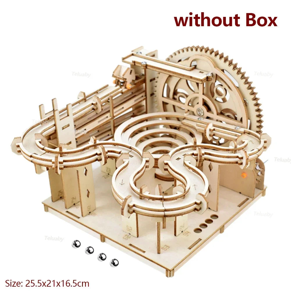 3D Wooden Puzzle Marble Run Set